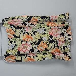 TALBOTS Tropical Floral Knee length ruffle skirt SILK